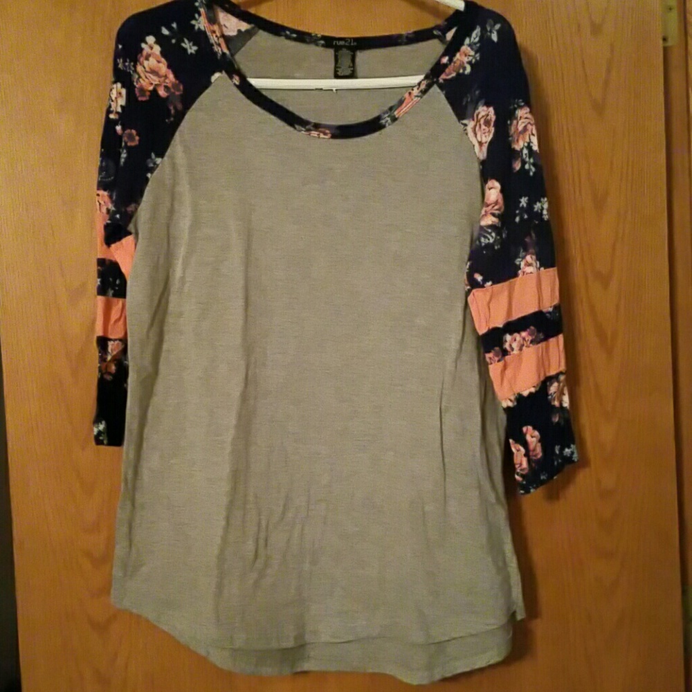 Floral "Baseball" Top